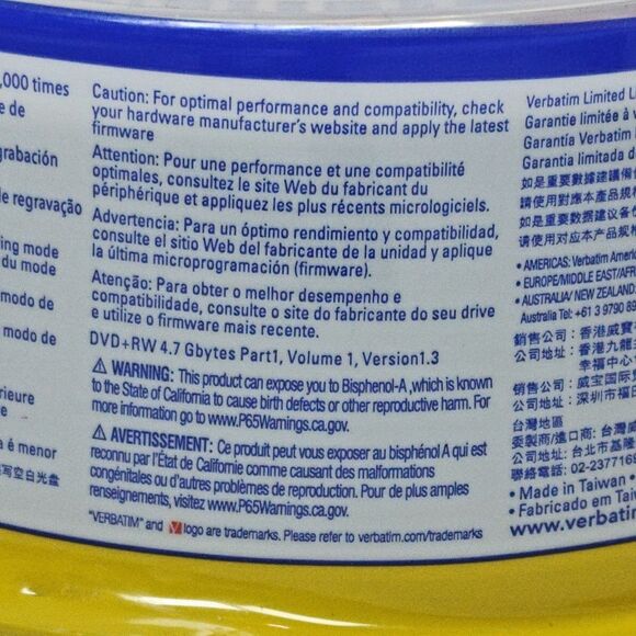 Verbatim Americas 4x Speed DVD+RW Rewritable 1000x, 30 Pack 4.7 GB 120 Min SERL - Picture 5 of 12